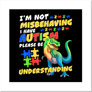 Autism Awareness Misbehaving  Autism Dinosaur Posters and Art